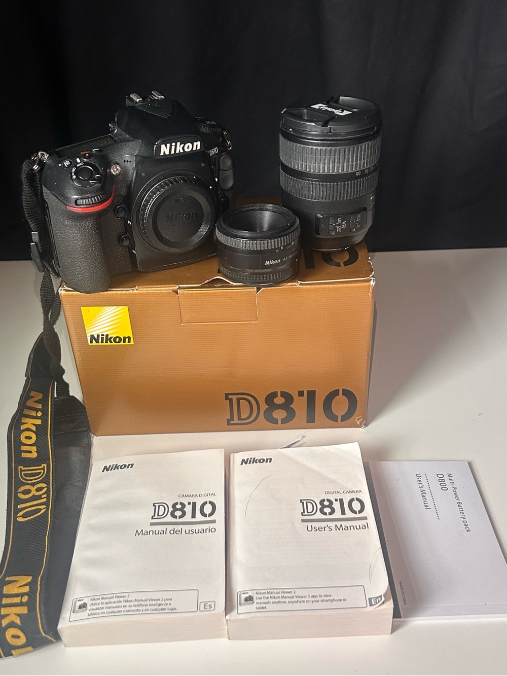 Nikon D810 DSLR with Black Body and Black Lenses